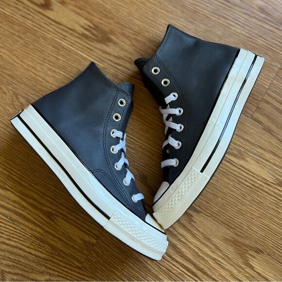 NEW Womens Size 7 Converse Chuck Taylor All Star Leather High Top Dark Grey Shoe - Picture 2 of 10